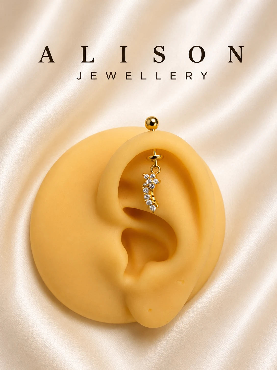 Gold Color StarDrop Hanging Upper Helix(BUGADI) Studs - 1 Pc