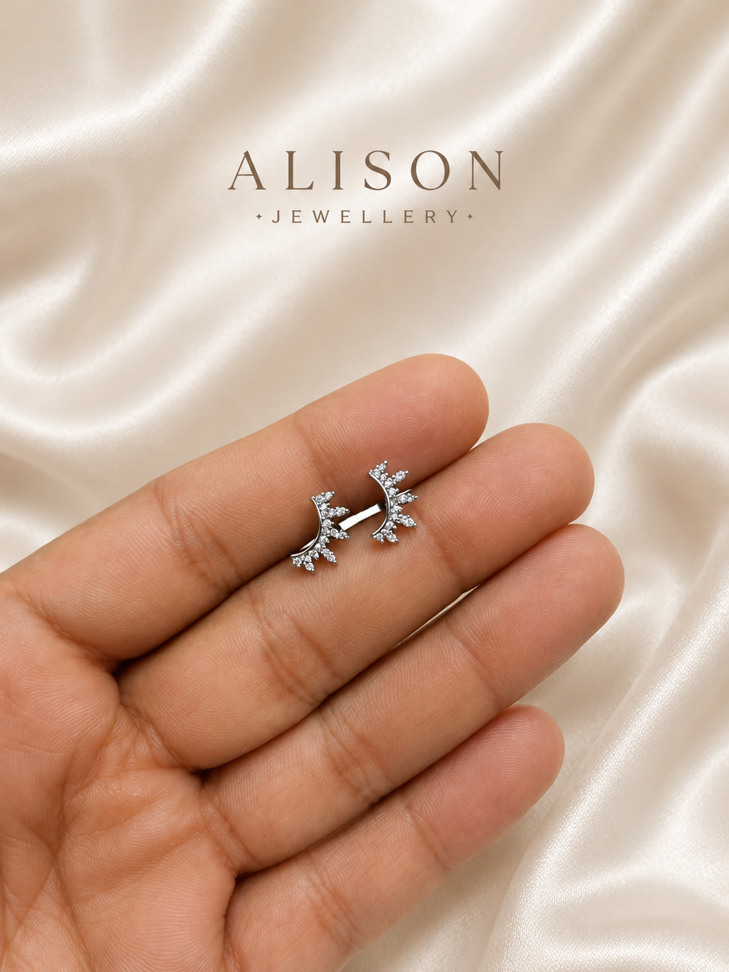 Stainless Steel Crown CZ Flat Back Cartilage Stud - PAIR