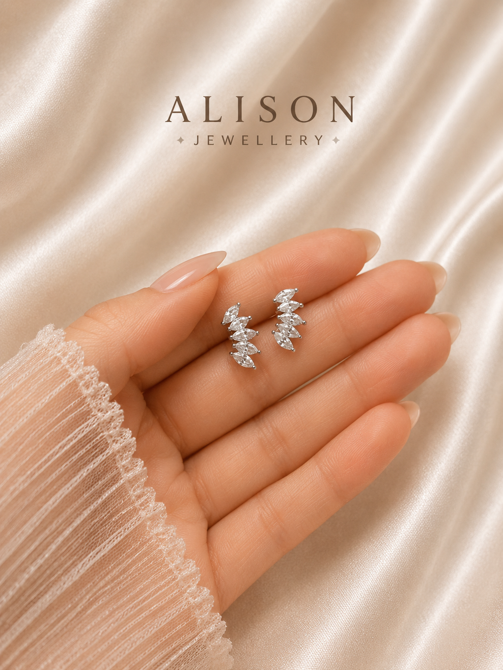Stainless Steel Leaf Vine Stud Earrings