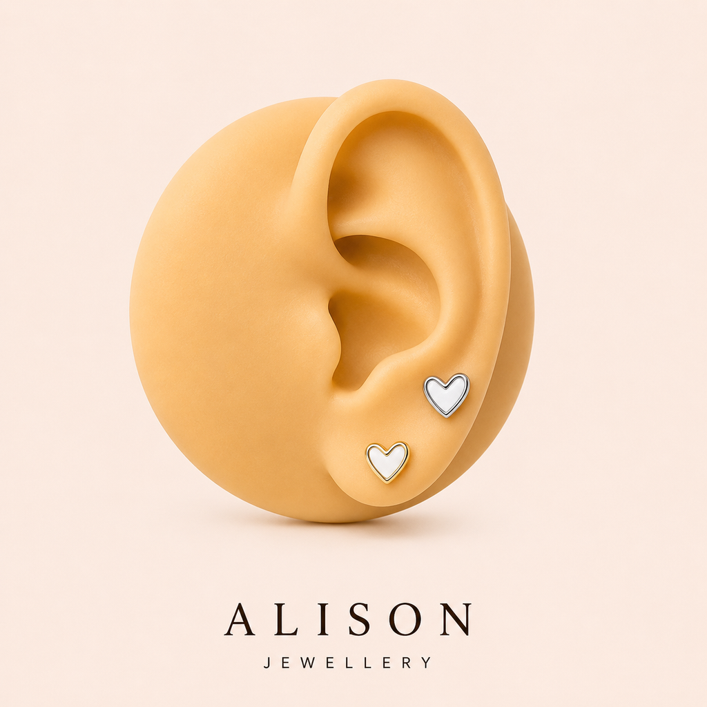 Stainless Steel Heart Stud Earrings