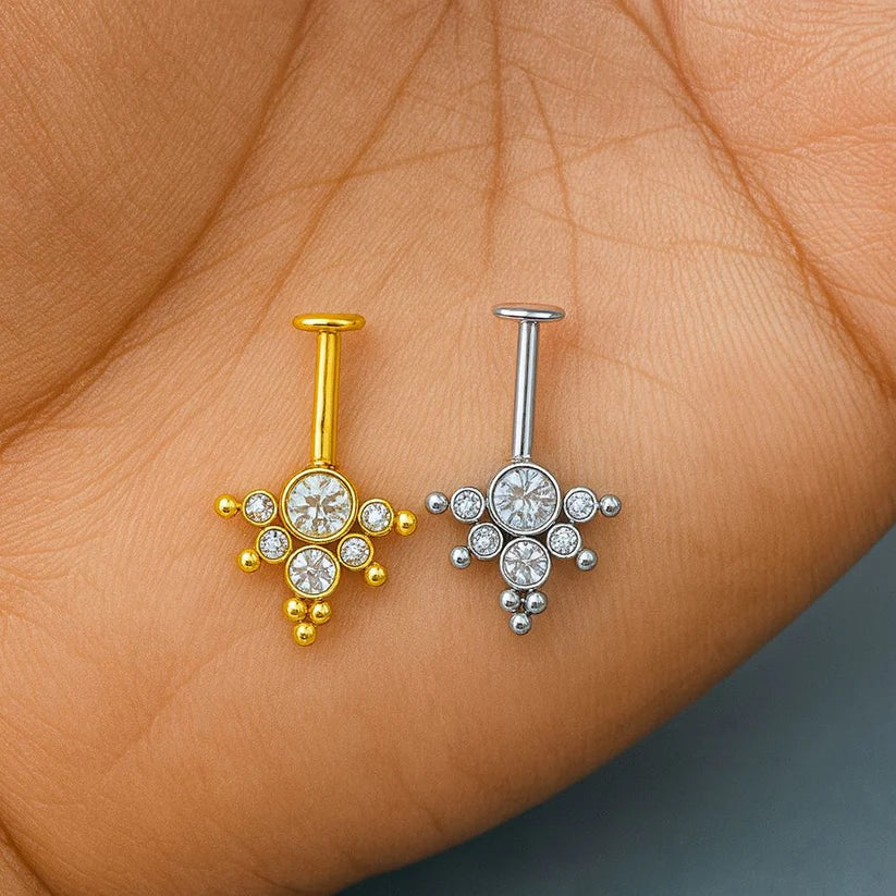 Gold & Silver Colour Bugadi Upper Helix Lotus Blossom Ear- 1pc