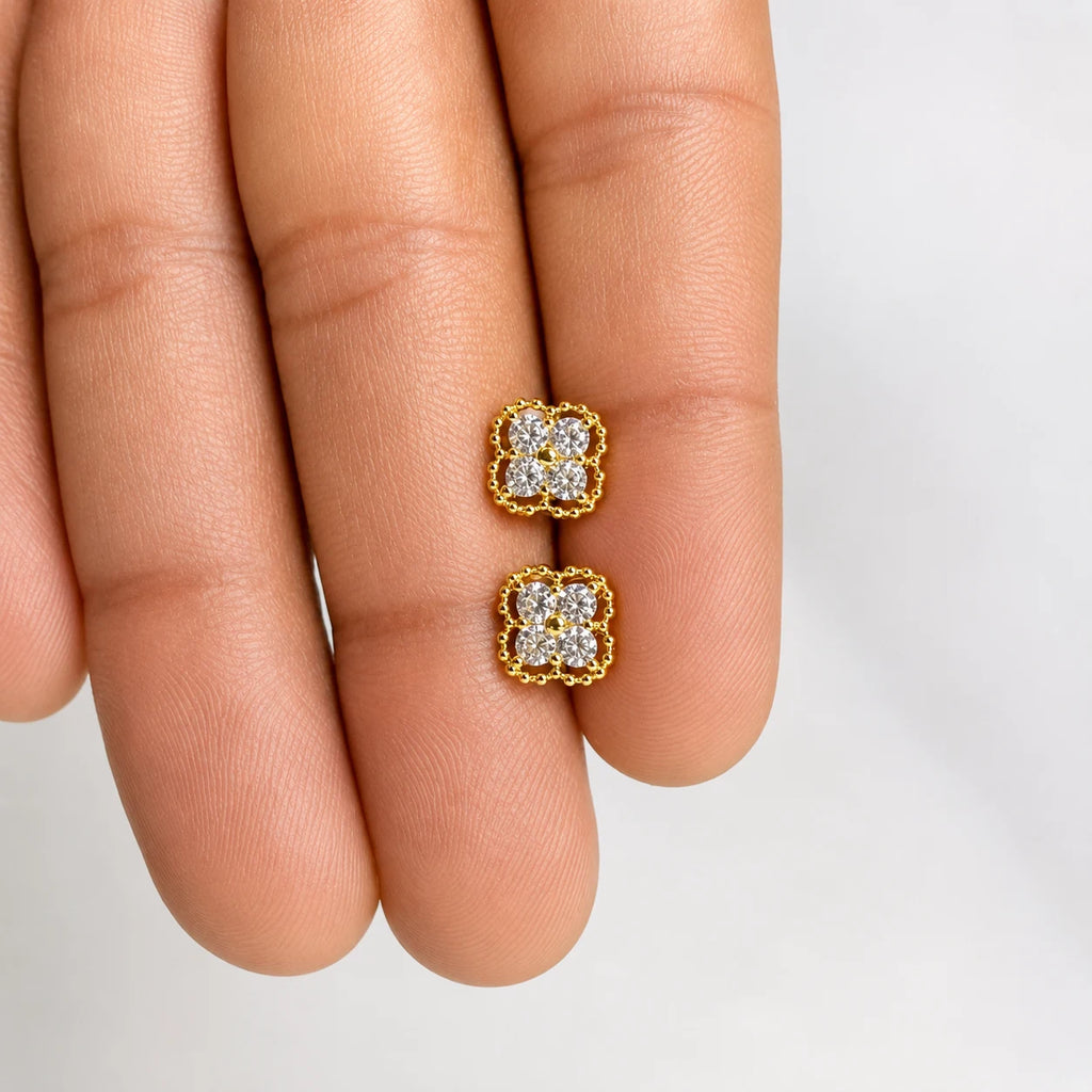 Stainless Steel Crystal Cluster Flat Back Stud - PAIR