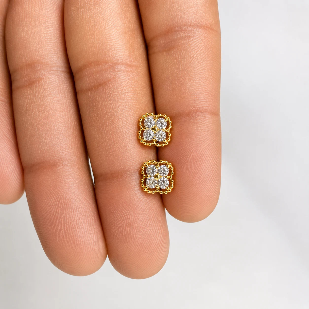 Stainless Steel Crystal Cluster Flat Back Stud - PAIR