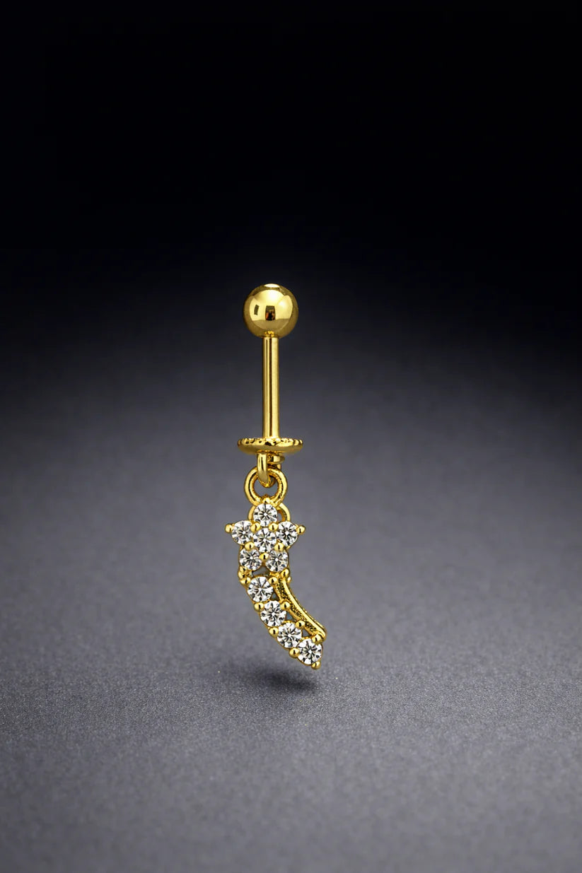 Gold Color StarDrop Hanging Upper Helix(BUGADI) Studs - 1 Pc