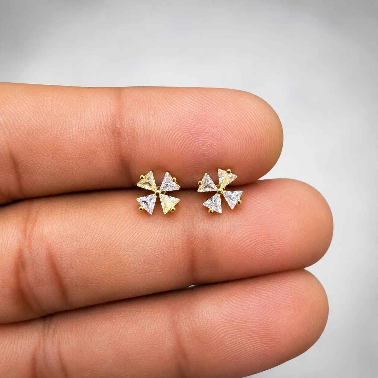 Stainless Steel Crystal Flower Flat Back Stud - PAIR
