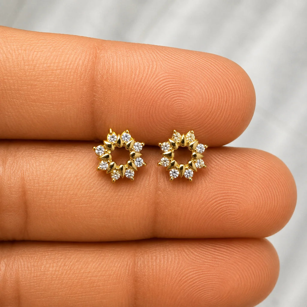 18k Gold Plated Stainless Steel Sunburst – PAIR
