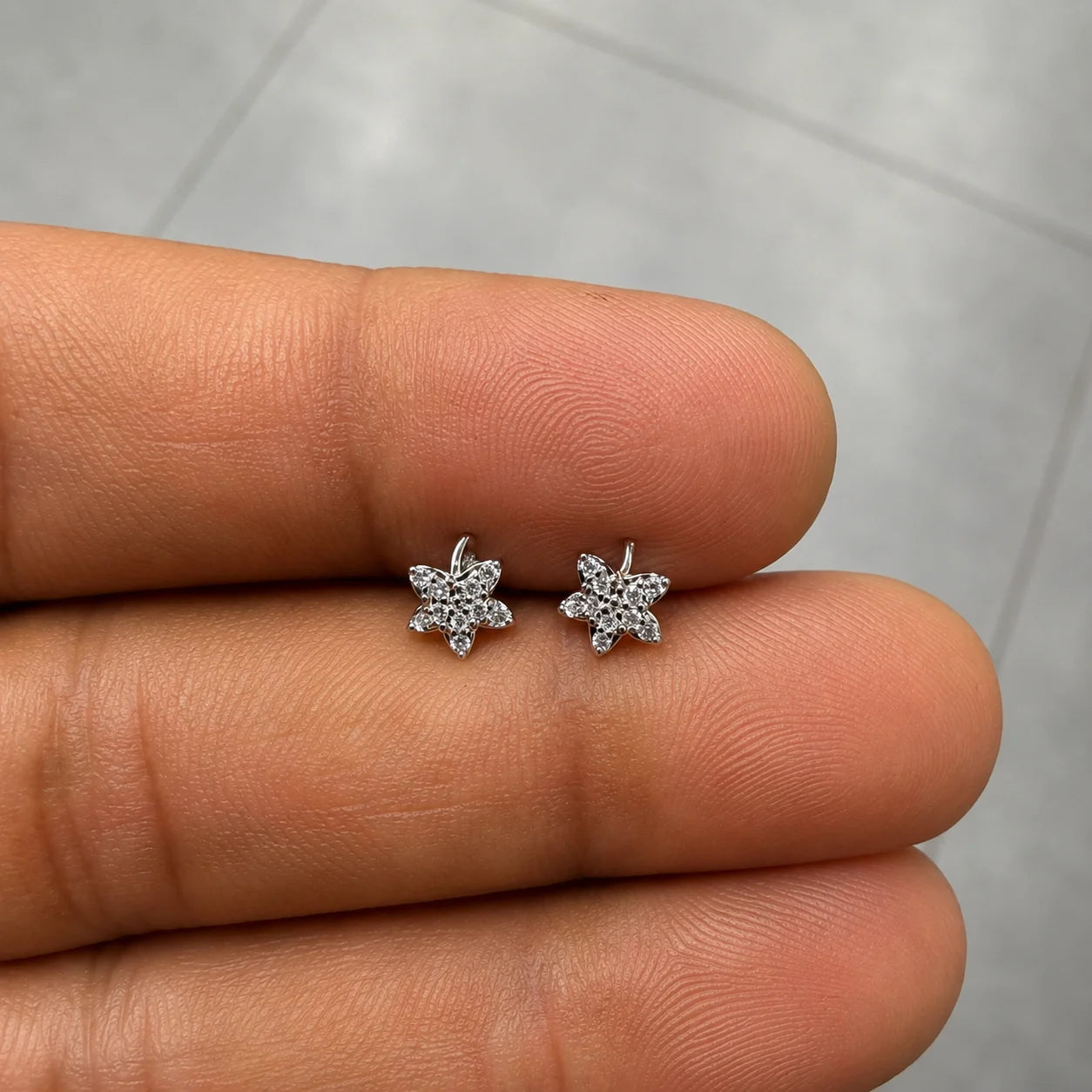 18k Gold Plated Stainless Steel Clear Stone Leaf – PAIR