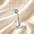 Stainless Steel Classic Crystal Belly Button Ring - SINGLE