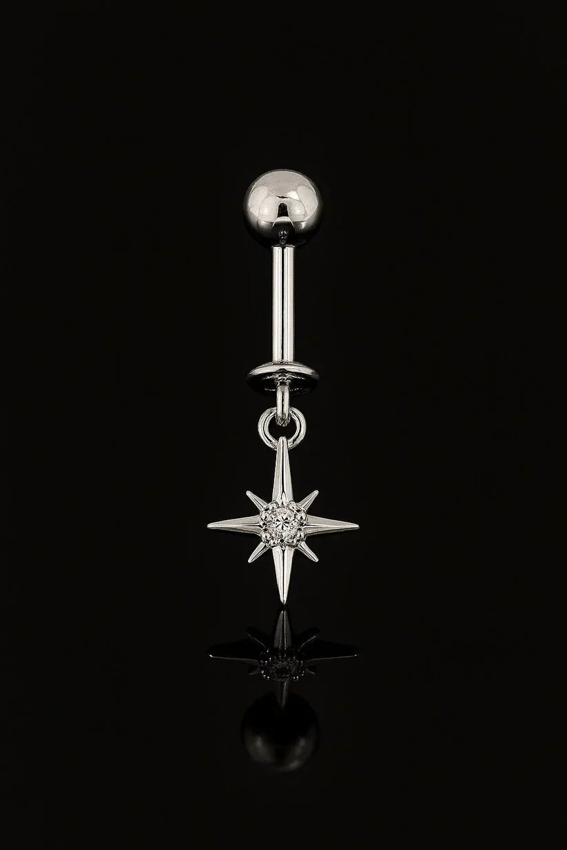 Silver Colour Star Hanging Upper Helix(BUGADI) Studs - 1 Pc