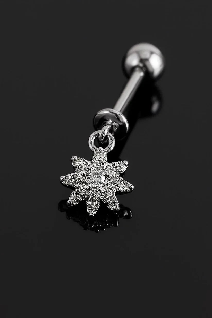 Silver Colour SunBurst Hanging Upper Helix(BUGADI) Studs - 1 Pc