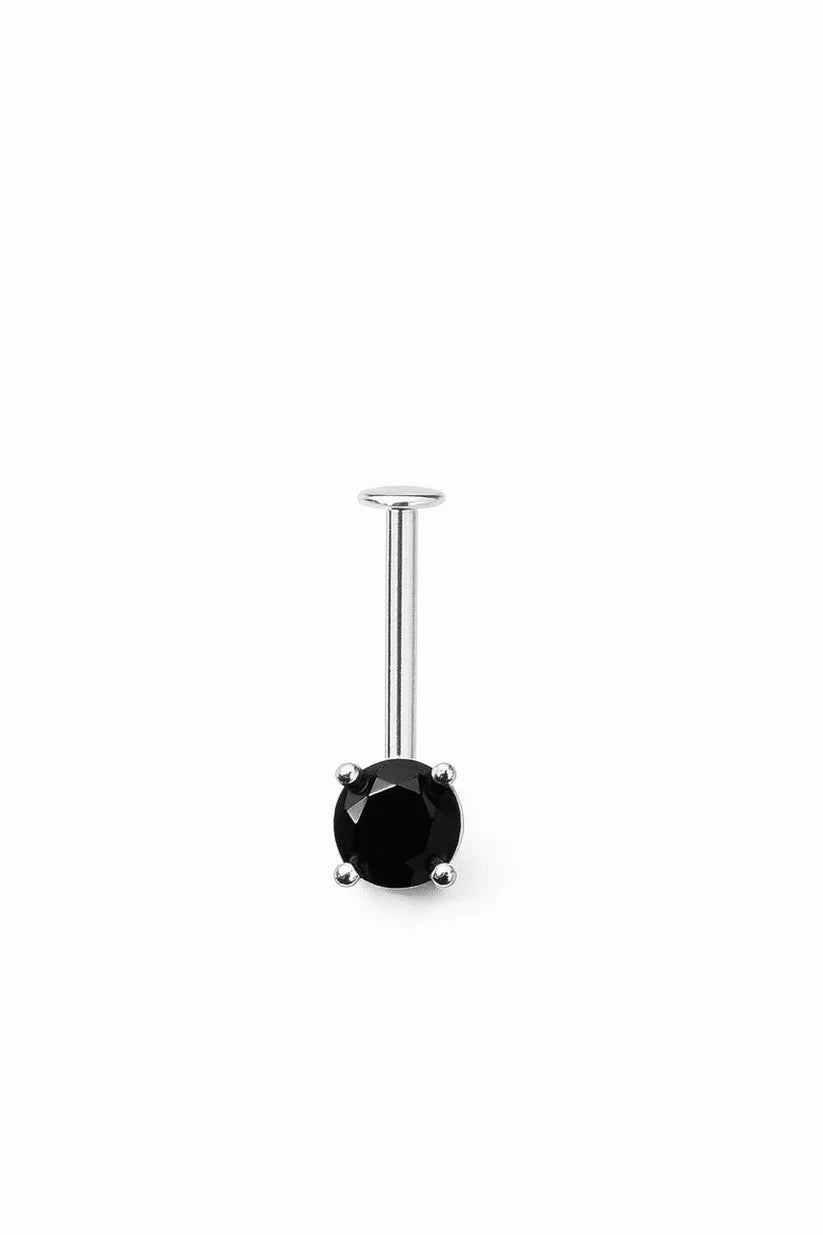 Round Shape Black Diamond CZ Upper Helix(BUGADI) Studs 16G - 1 Piece