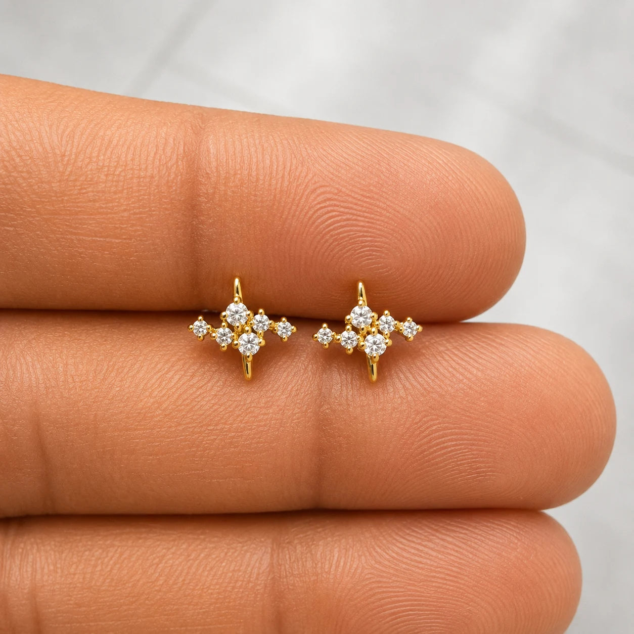 18k Gold Plated Stainless Steel Starburst – PAIR